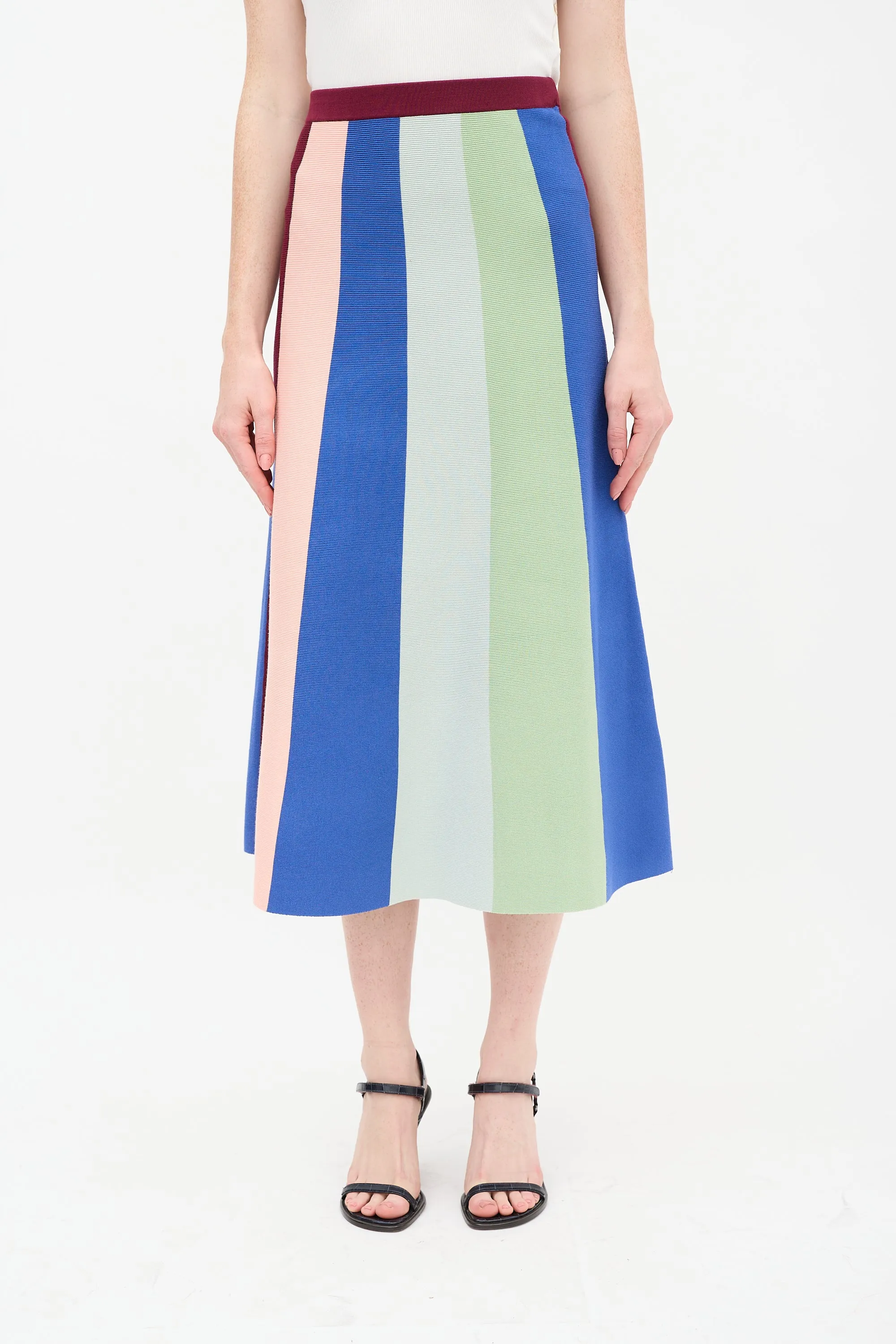 Multicolour Striped Sweater & Skirt Set