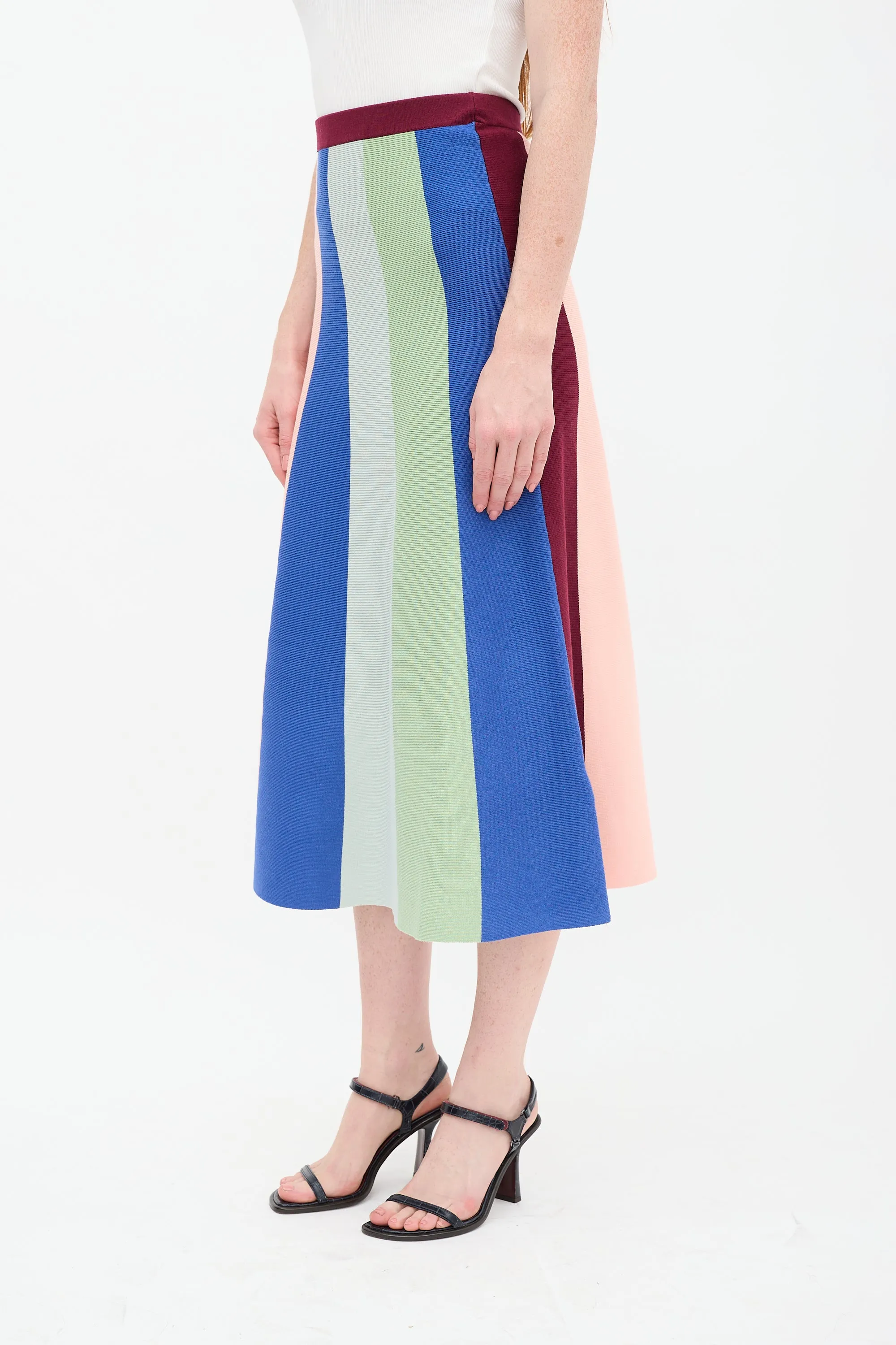Multicolour Striped Sweater & Skirt Set