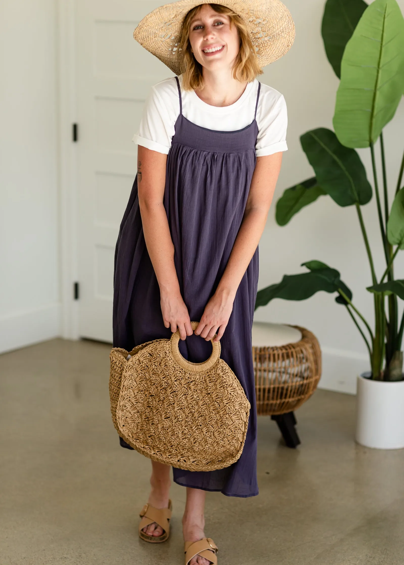 Navy Cotton Cami Maxi Dress - FINAL SALE