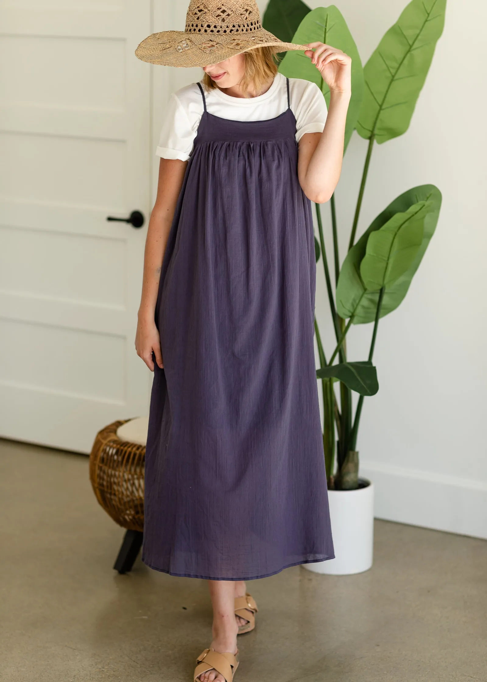Navy Cotton Cami Maxi Dress - FINAL SALE