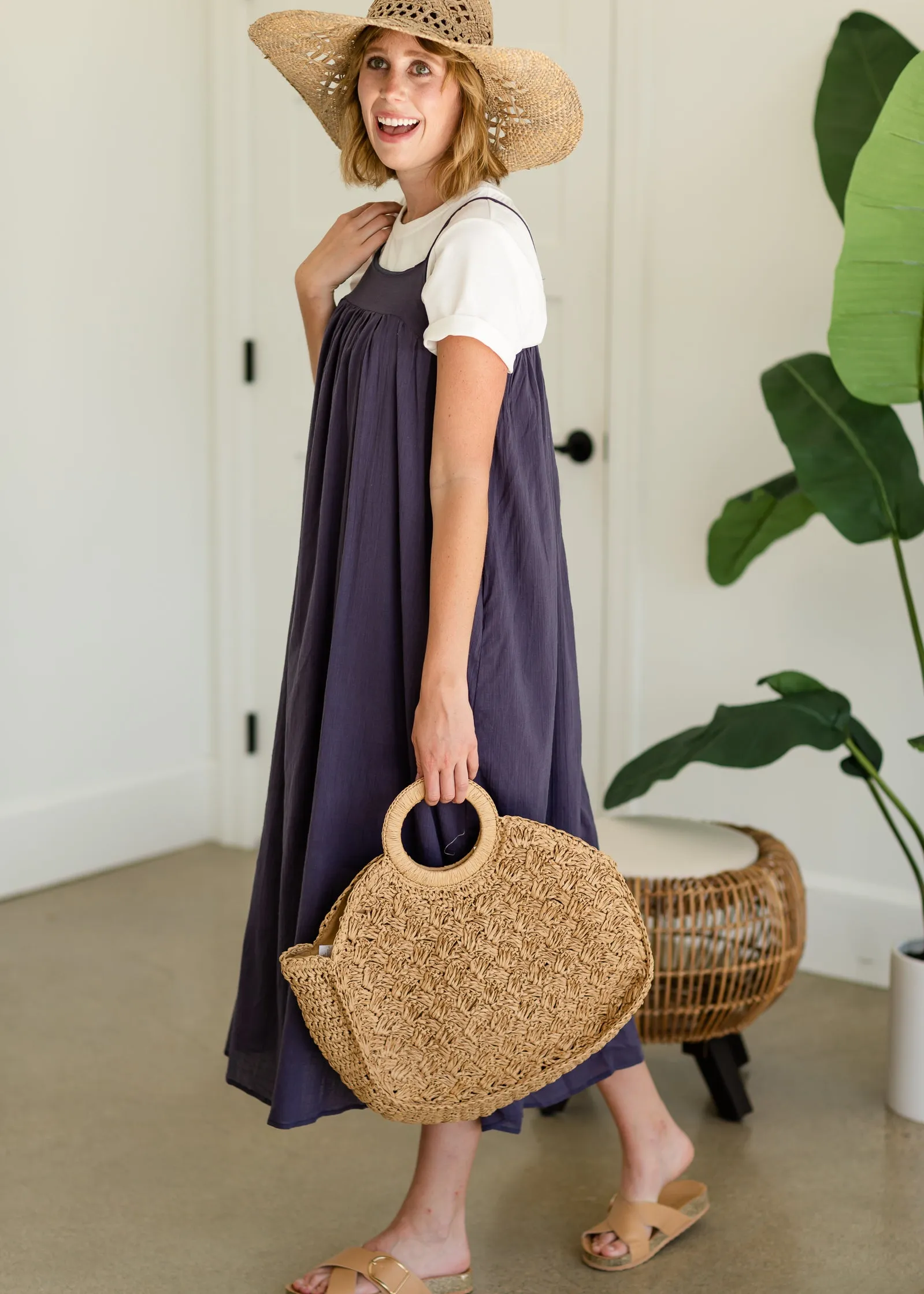 Navy Cotton Cami Maxi Dress - FINAL SALE