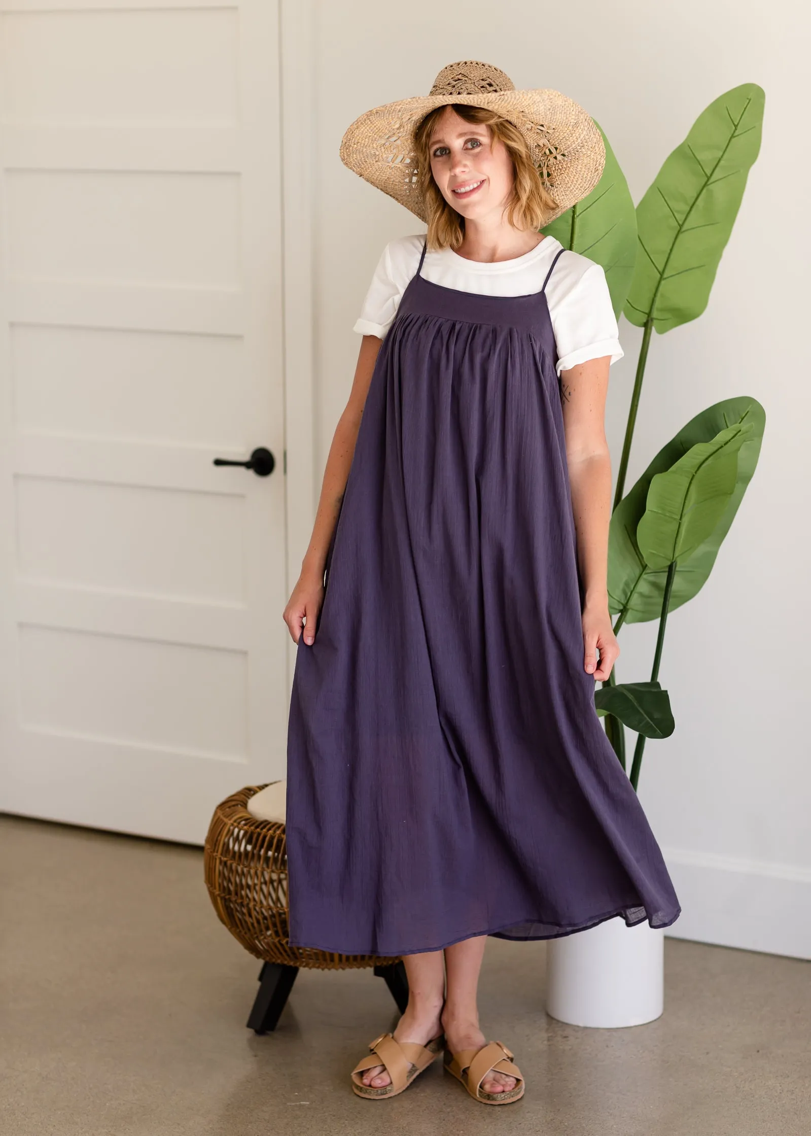Navy Cotton Cami Maxi Dress - FINAL SALE