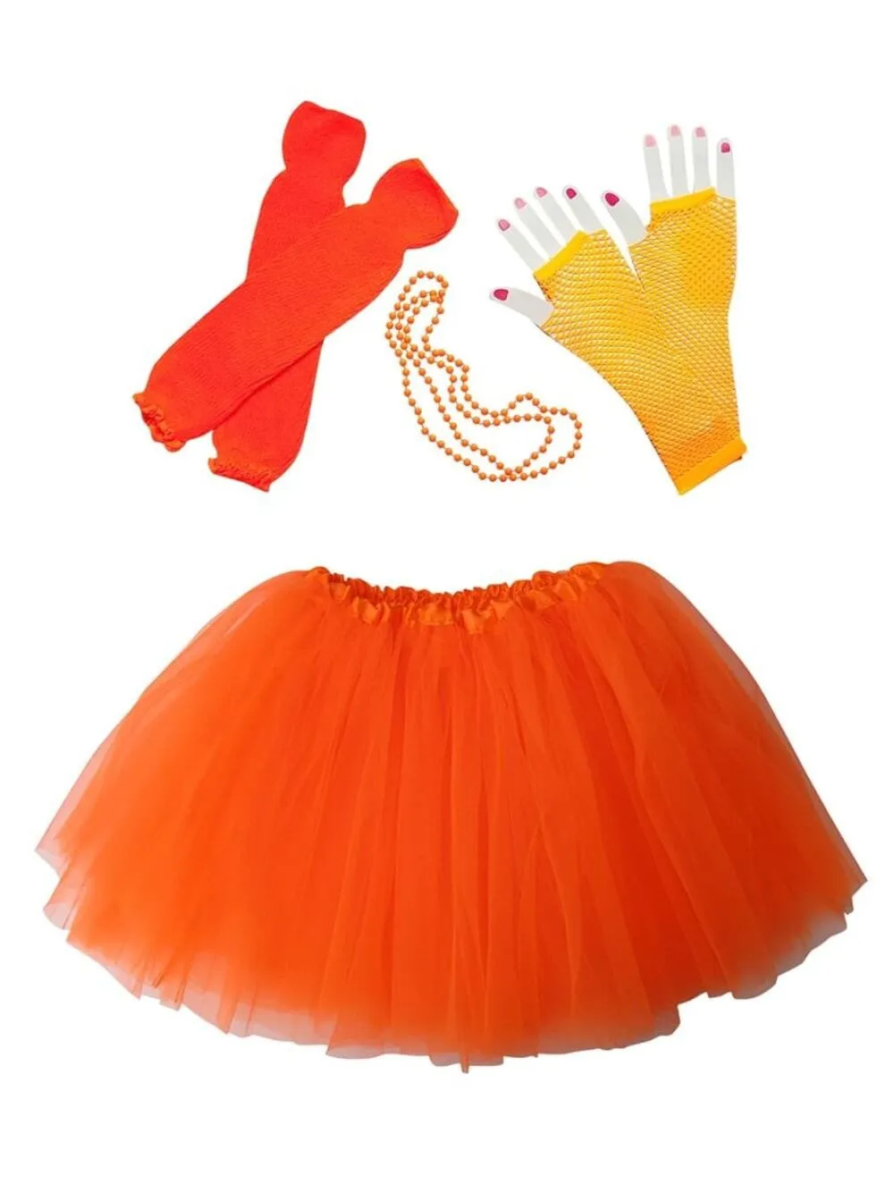 Neon Orange 80's Costume Tutu & Accessories for Kids