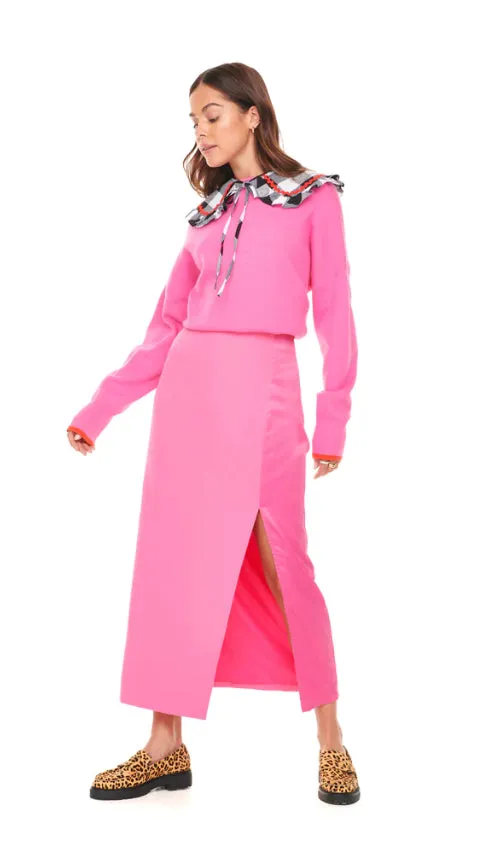 NEVERFULLY DRESSED Pink Maxi Split Skirt