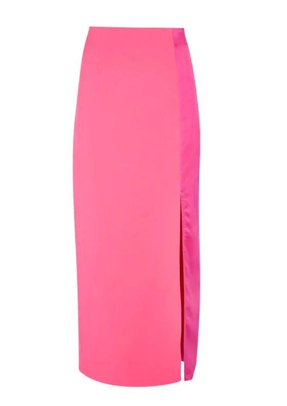 NEVERFULLY DRESSED Pink Maxi Split Skirt