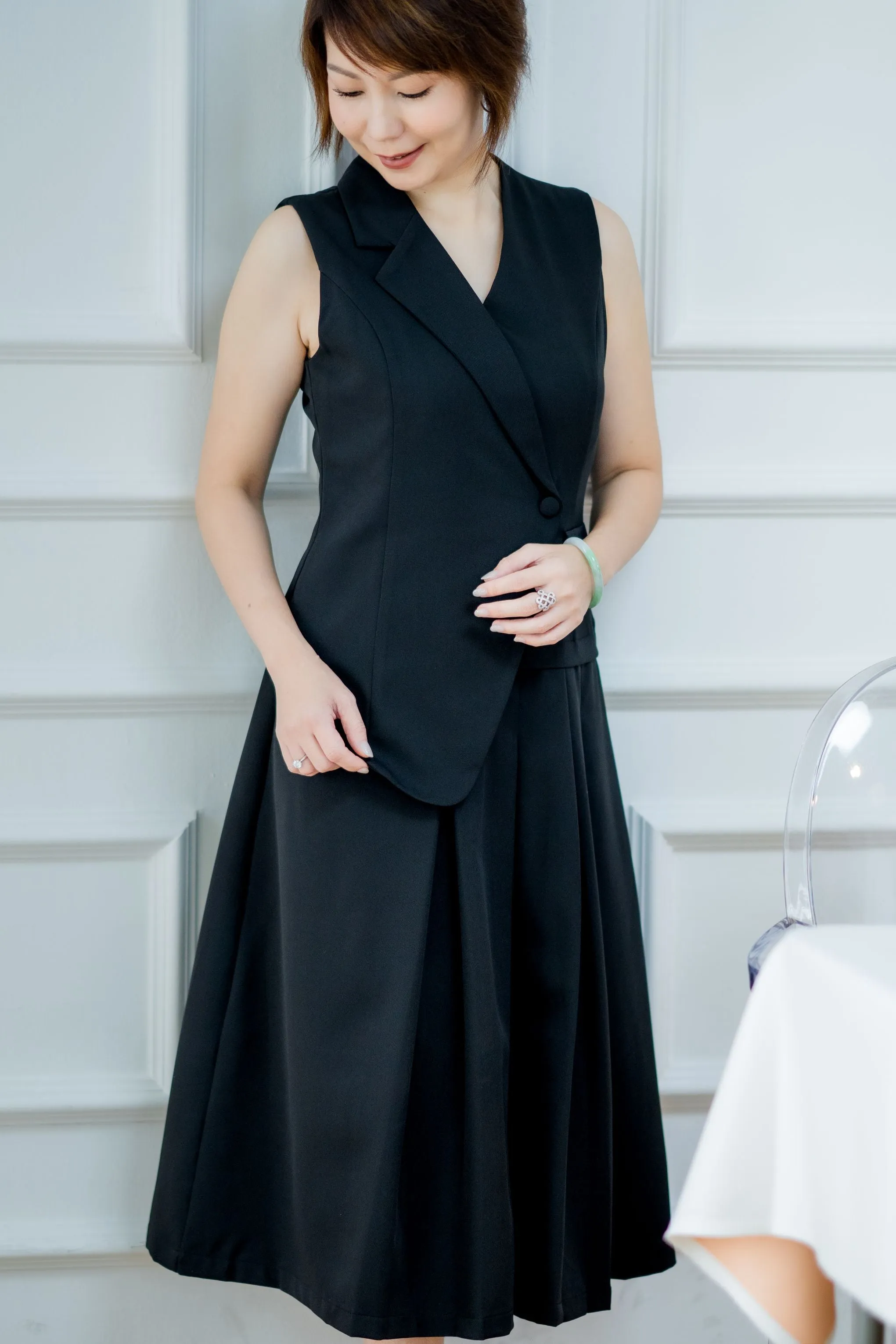 One Side Collar Lapel Blazer Dress