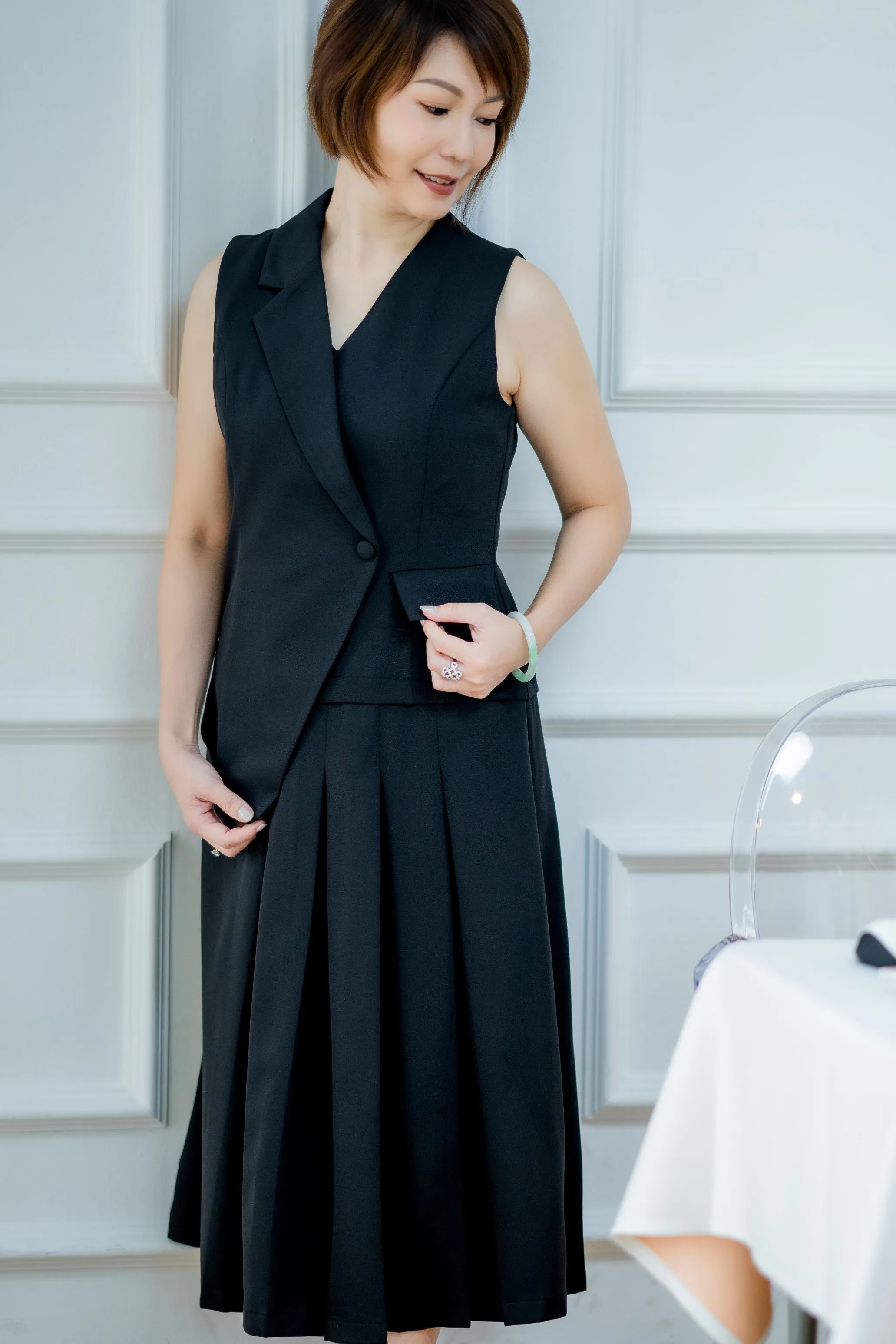 One Side Collar Lapel Blazer Dress