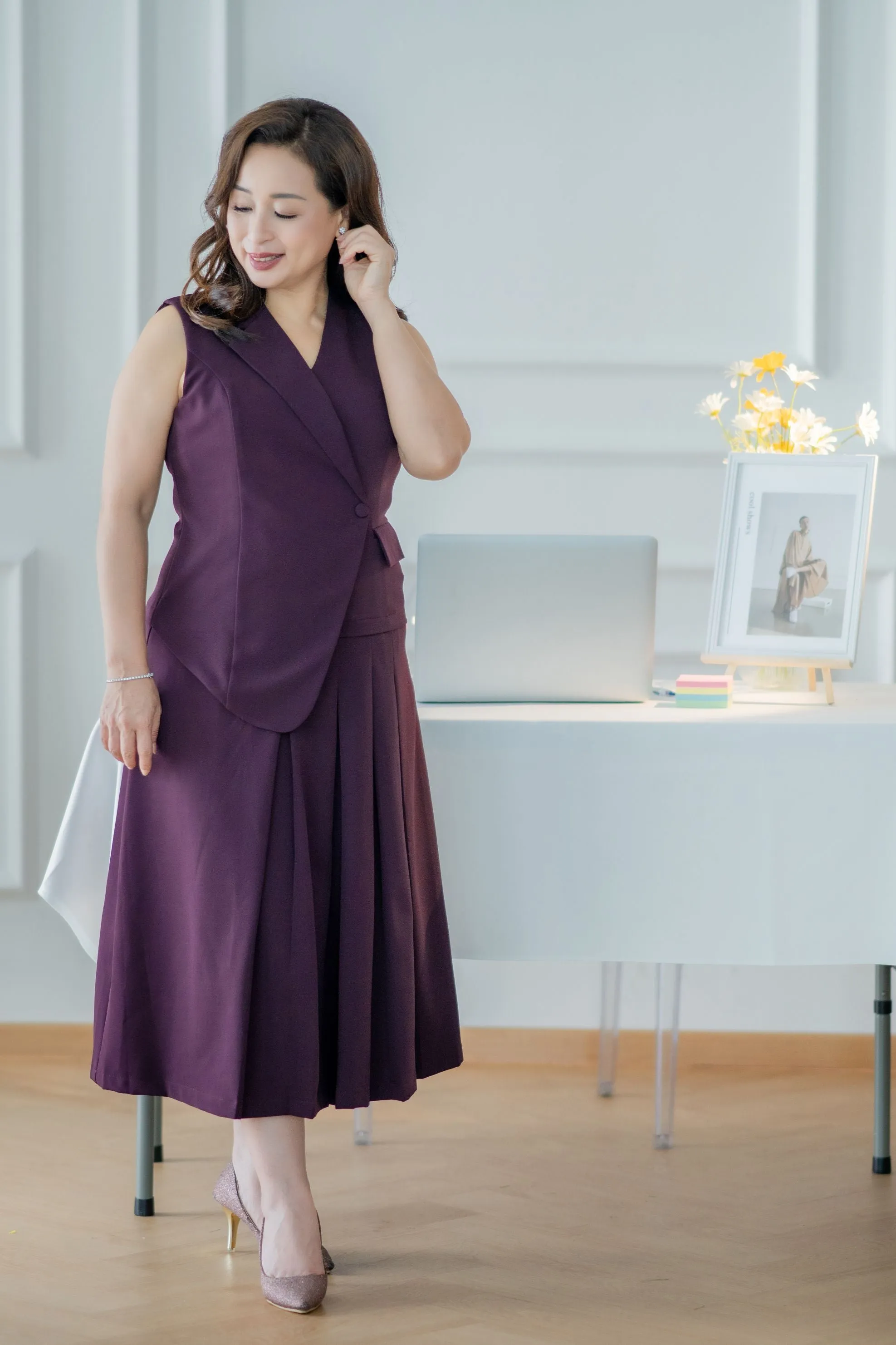 One Side Collar Lapel Blazer Dress