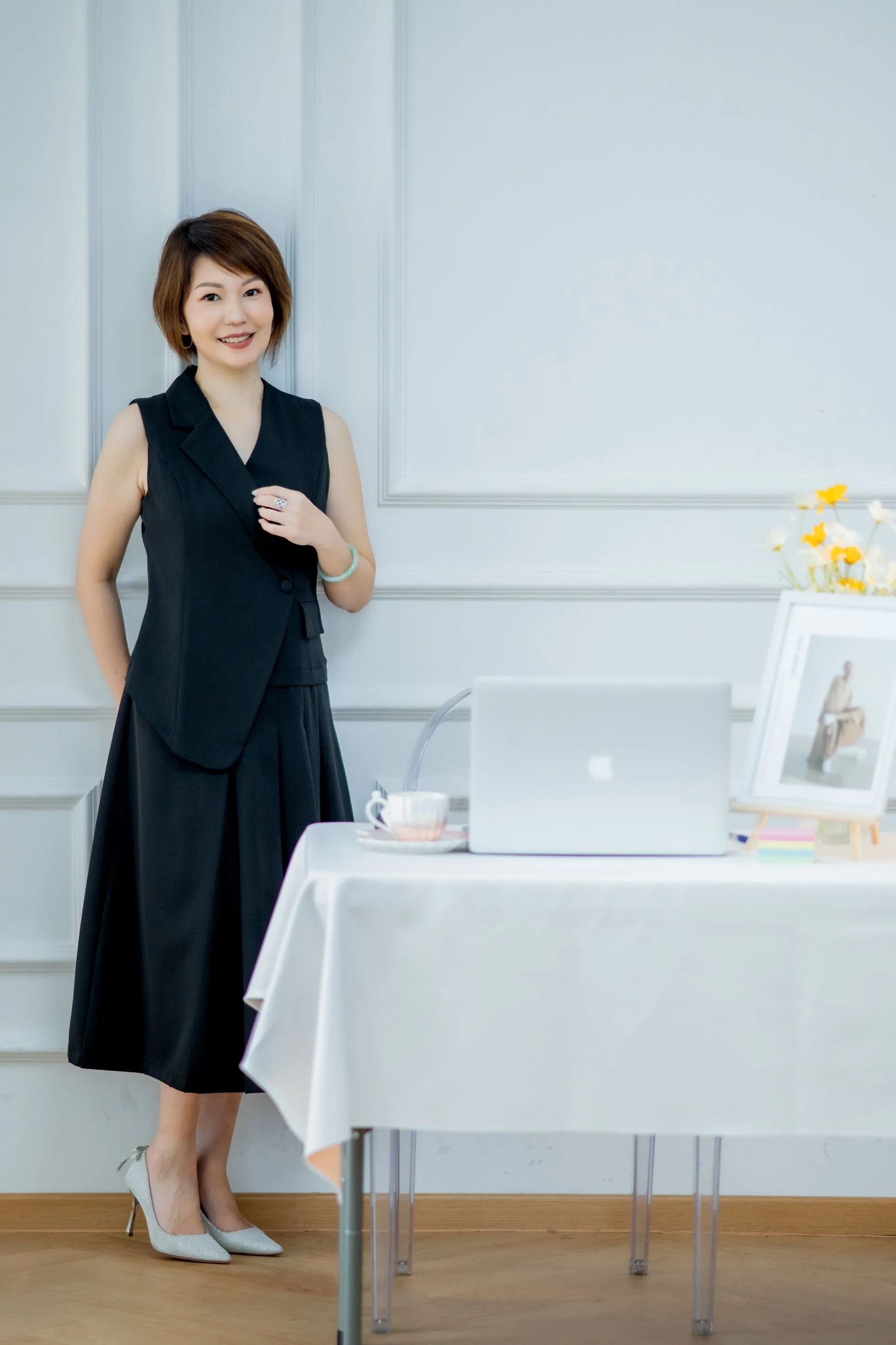 One Side Collar Lapel Blazer Dress