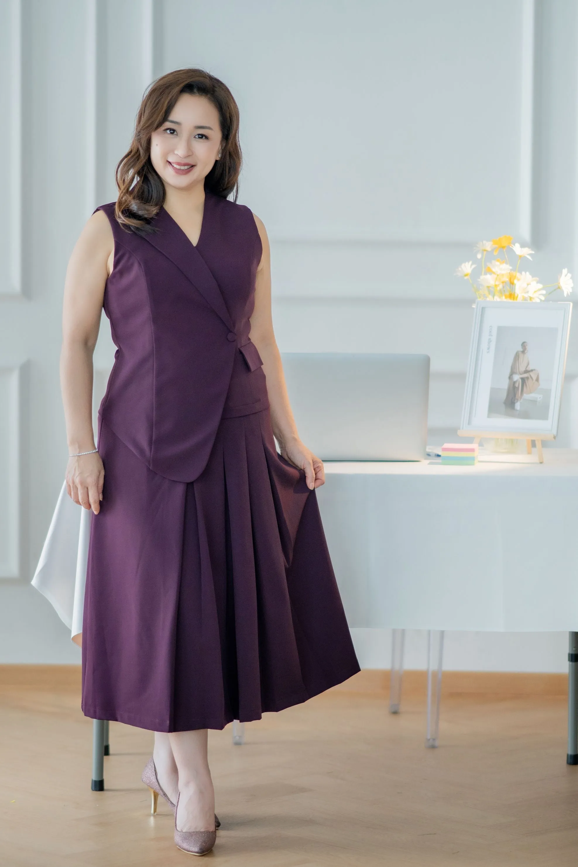 One Side Collar Lapel Blazer Dress