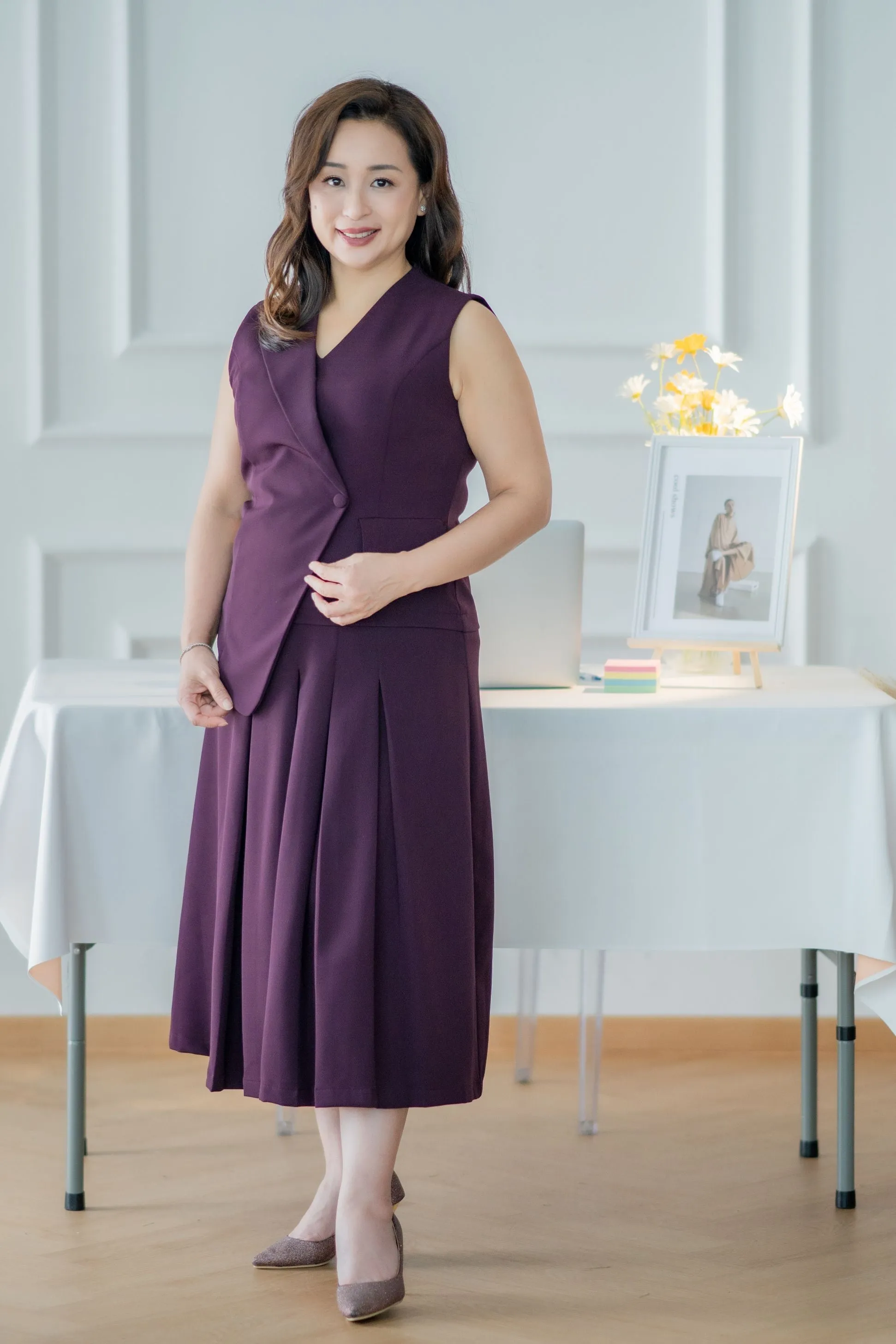 One Side Collar Lapel Blazer Dress