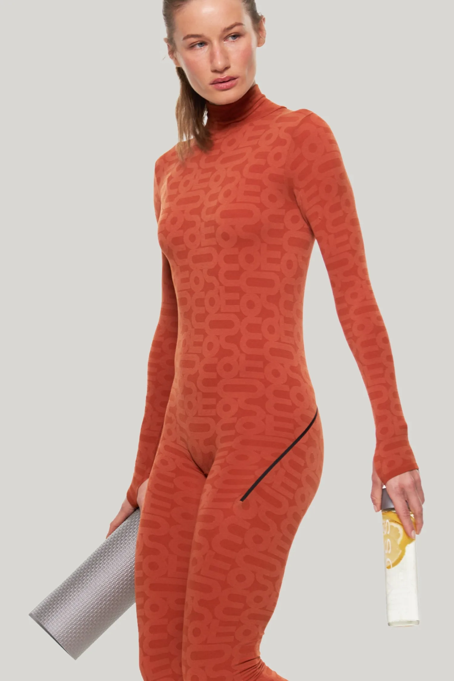Orange Turtleneck Long Sleeve Full ECO Bodysuit