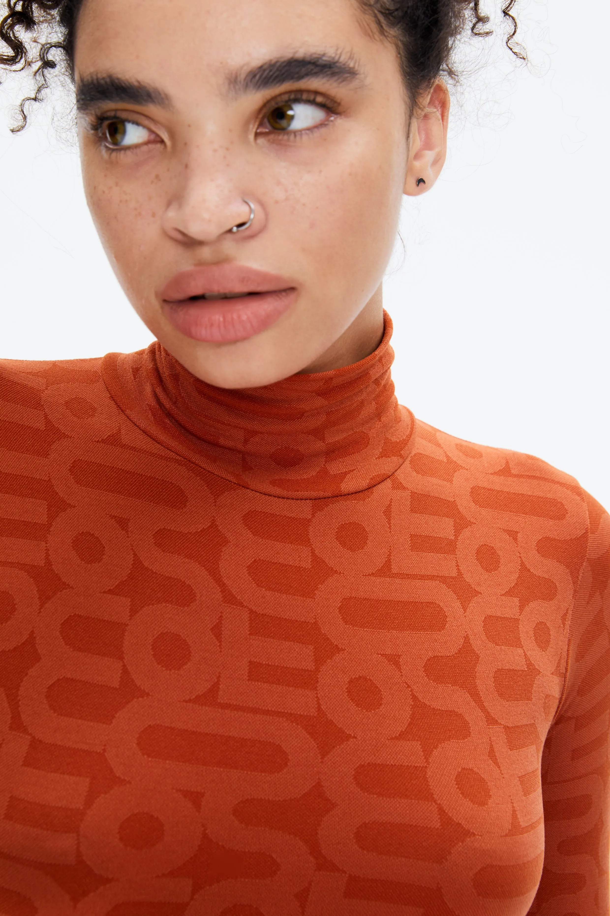 Orange Turtleneck Long Sleeve Full ECO Bodysuit