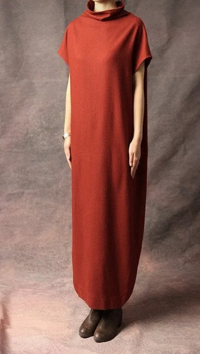 Original Design Red,Black,Grey Swallowtail Loose Stretch Cotton WoolBlend Theatrical Kaftan Dress