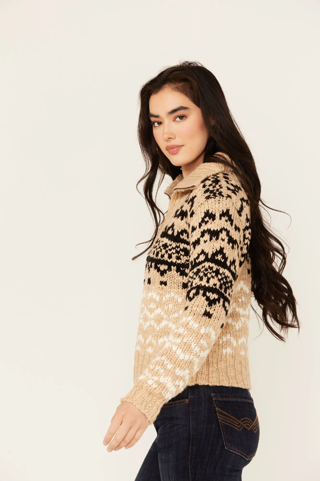 Otay Studded Southwestern Pullover Sweater