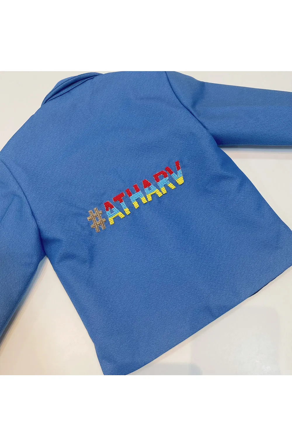 Personalised blue circus theme embroidered coat