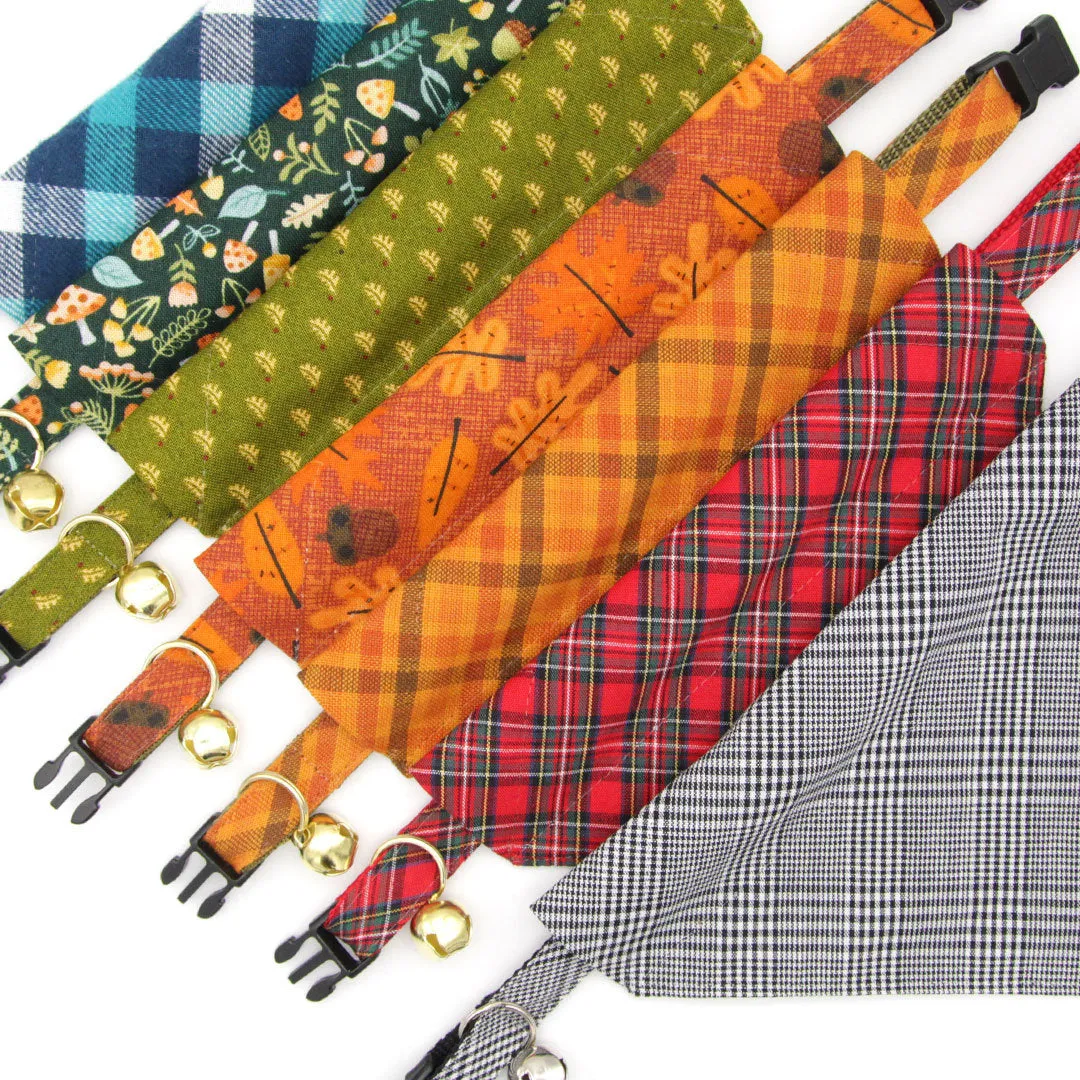 Pet Bandana - "Hearthside" - Classic Red Tartan Plaid Bandana for Cat   Small Dog / Holiday, Christmas / Slide-on Bandana / Over-the-Collar (One Size)