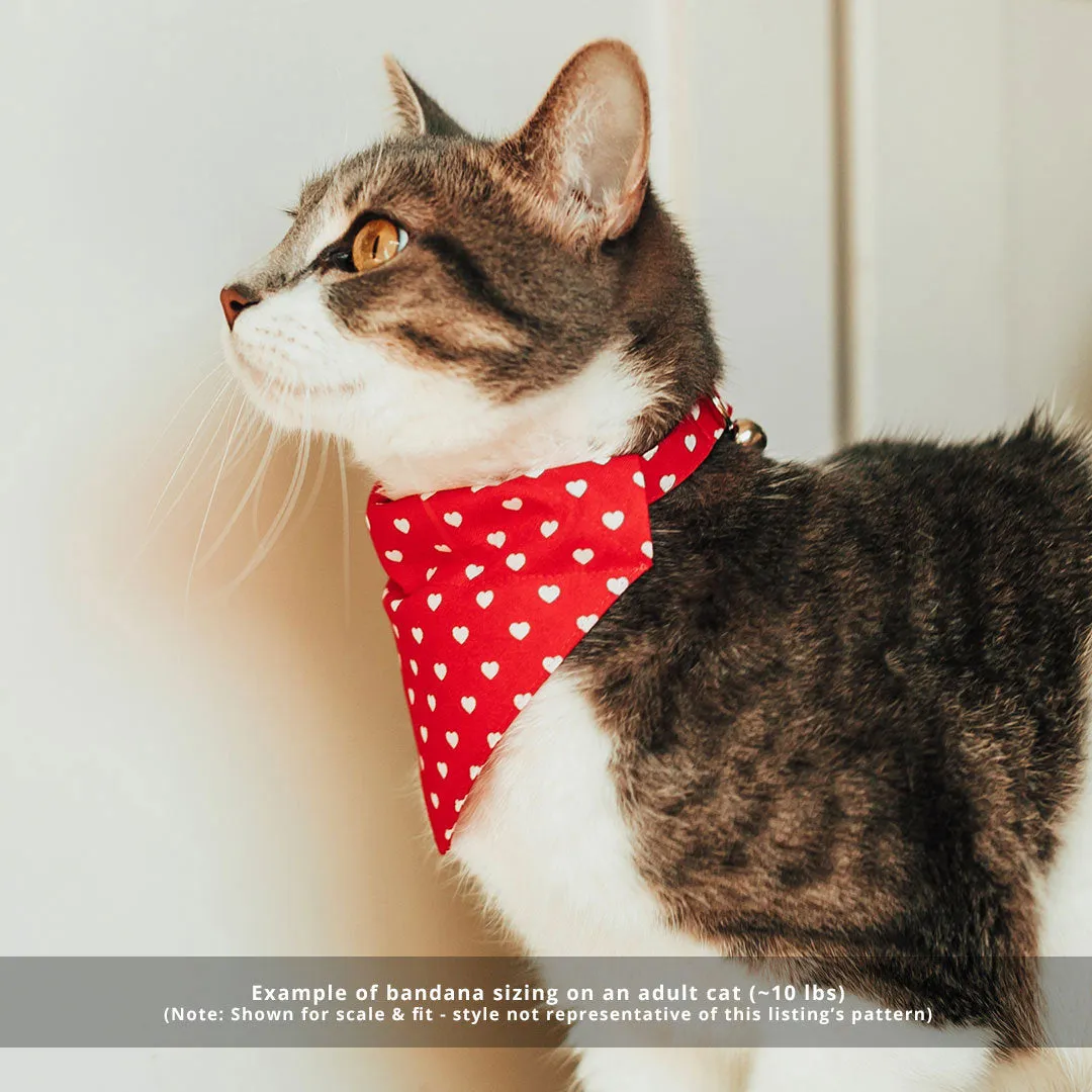 Pet Bandana - "Swiss Cross Christmas" - Red & Green Bandana for Cat   Small Dog / Holiday / Slide-on Bandana / Over-the-Collar (One Size)