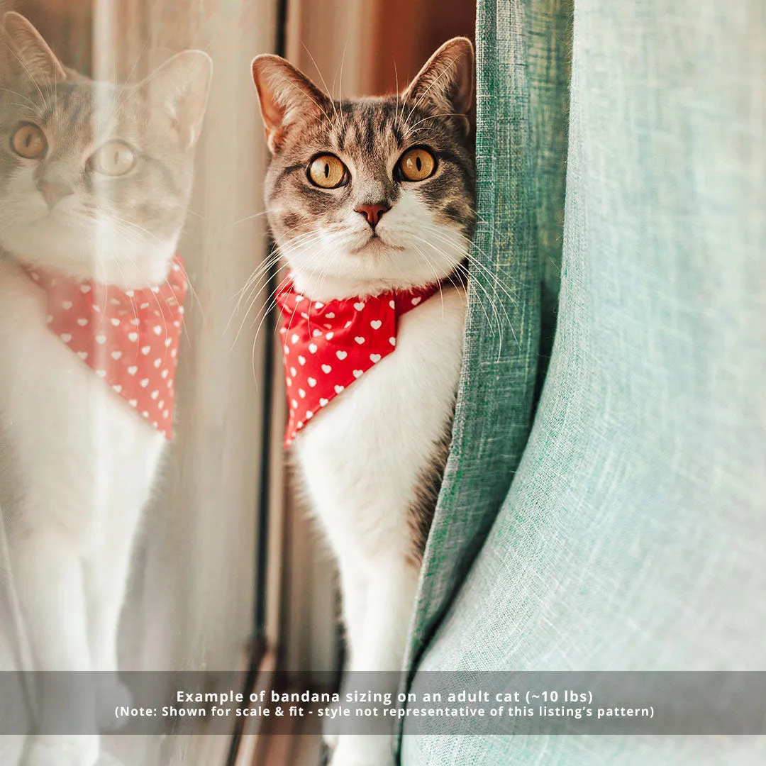 Pet Bandana - "Victorian Holiday" - Red & Green Bandana for Cat   Small Dog / Slide-on Bandana / Over-the-Collar (One Size)