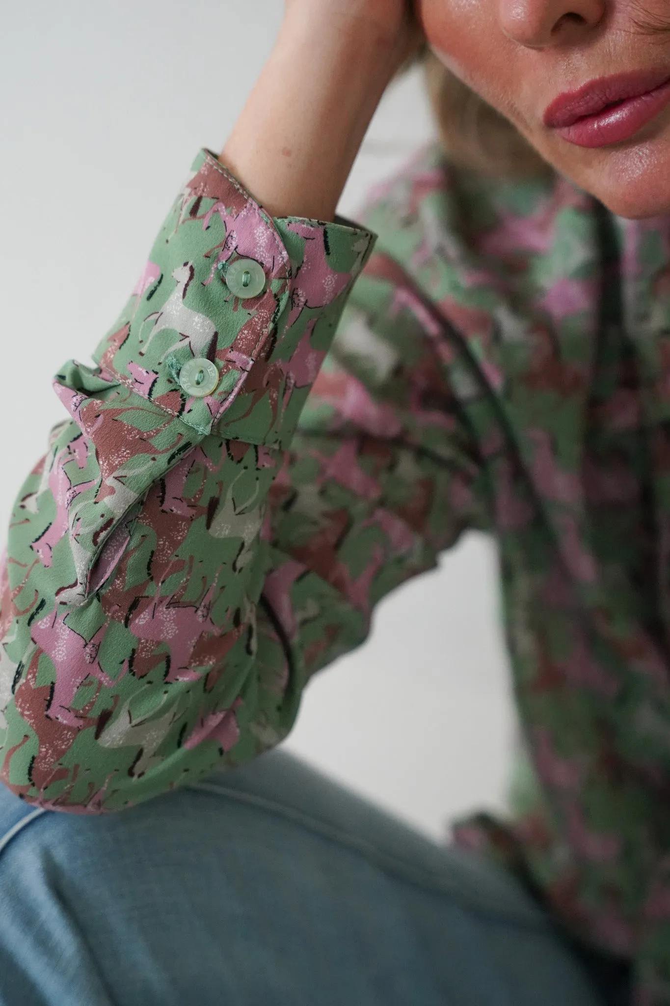 Pink Print Tie Shirt
