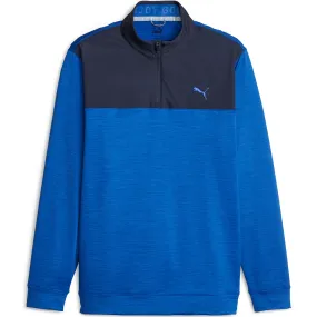 Puma Cloudspun Colour Block 1/4 Zip Pullover - Navy Blazer/Future Blue Heather