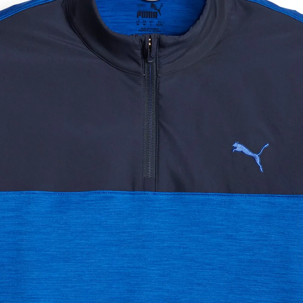 Puma Cloudspun Colour Block 1/4 Zip Pullover - Navy Blazer/Future Blue Heather