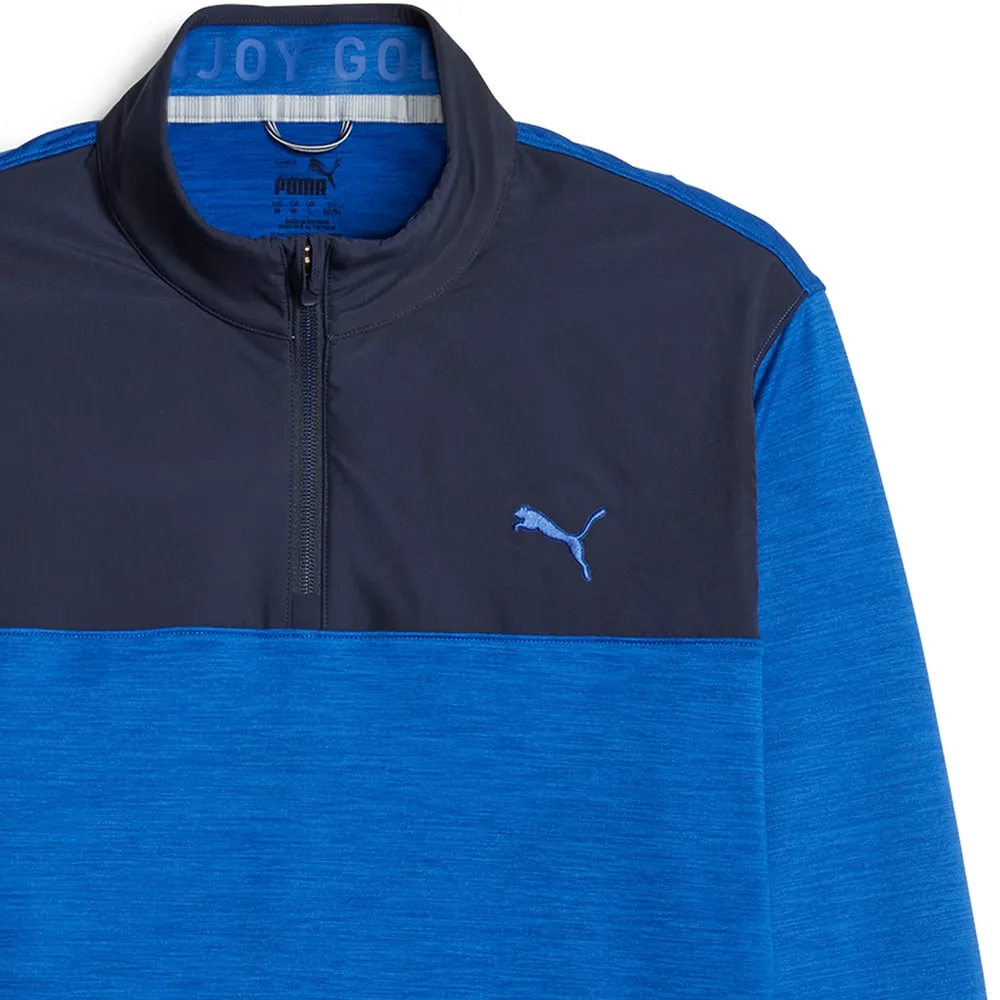 Puma Cloudspun Colour Block 1/4 Zip Pullover - Navy Blazer/Future Blue Heather