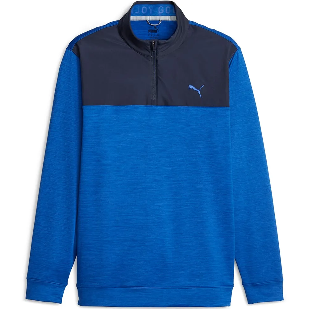Puma Cloudspun Colour Block 1/4 Zip Pullover - Navy Blazer/Future Blue Heather