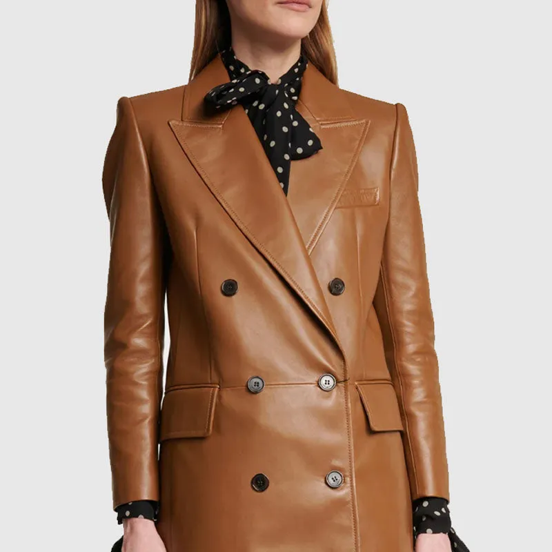 Purchase Best Style Women's Blazer Brown Real Leather Jacket For Women