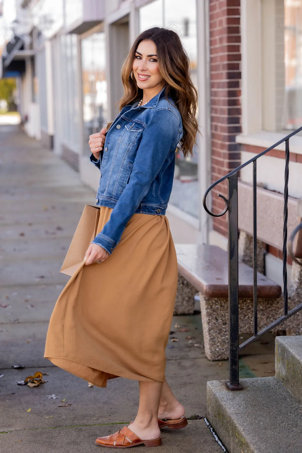 Ruched Ruffle Shoulder Maxi Dress