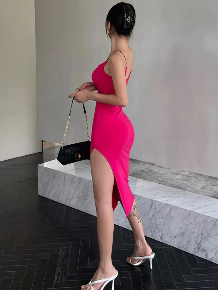 Summer Rose Beach Party Dress Y2k Long Dress Sleeveless Spaghetti Strap Sexy Maxi Bodycon Dresses Black Women Outfits Birthday