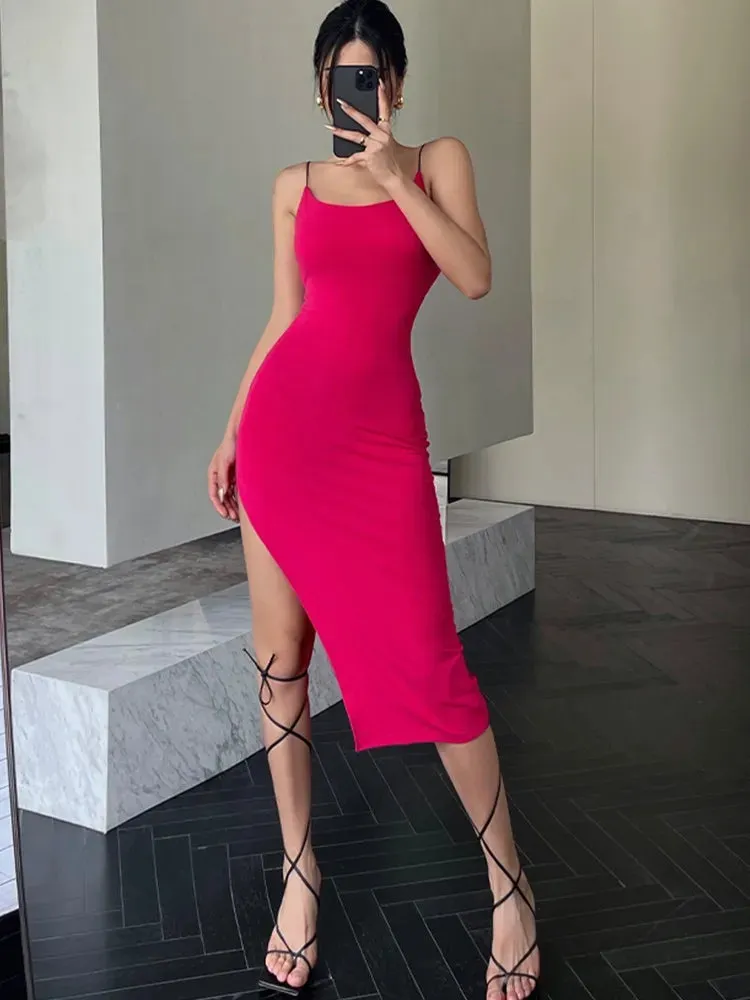 Summer Rose Beach Party Dress Y2k Long Dress Sleeveless Spaghetti Strap Sexy Maxi Bodycon Dresses Black Women Outfits Birthday