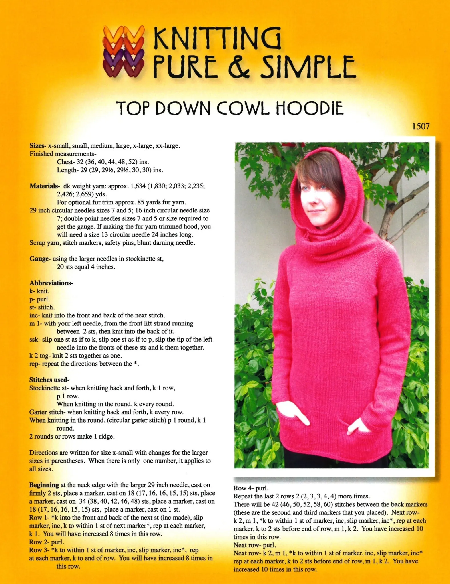 Top Down Cowl Hoodie by Knitting