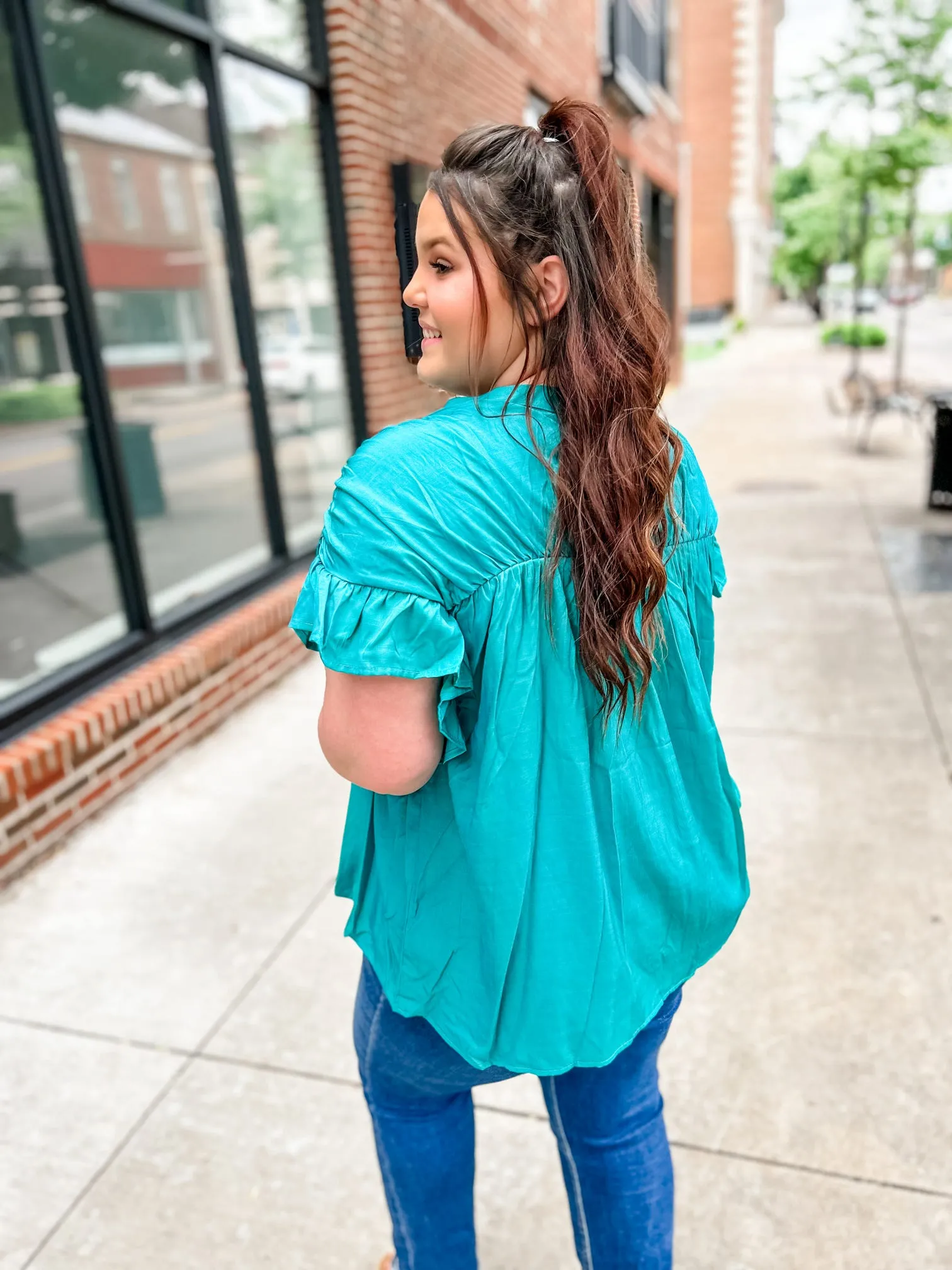 Tupelo Woven Jade Top