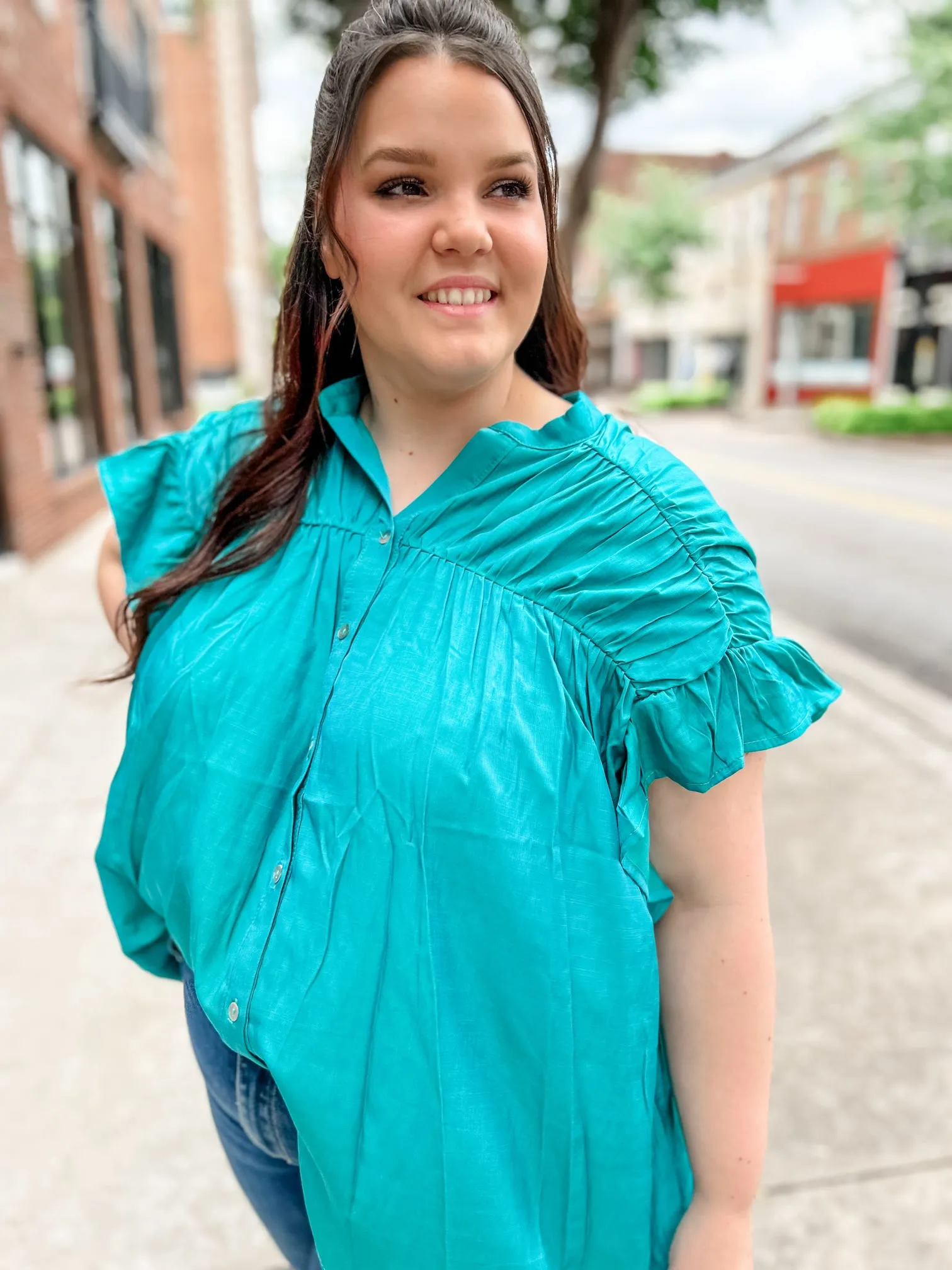 Tupelo Woven Jade Top