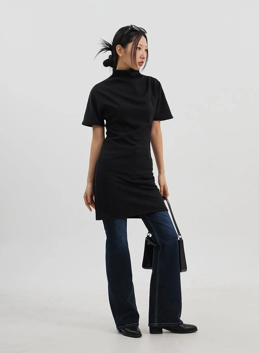 Turtleneck Short Sleeve Mini Dress CJ330