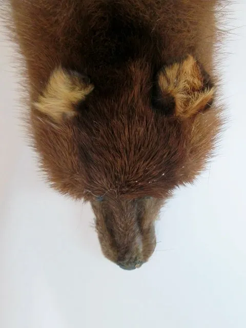 Vintage Genuine 47" MINK FUR SCARF Stole Neck Belt Boa Collar Tail BROWN WOW!