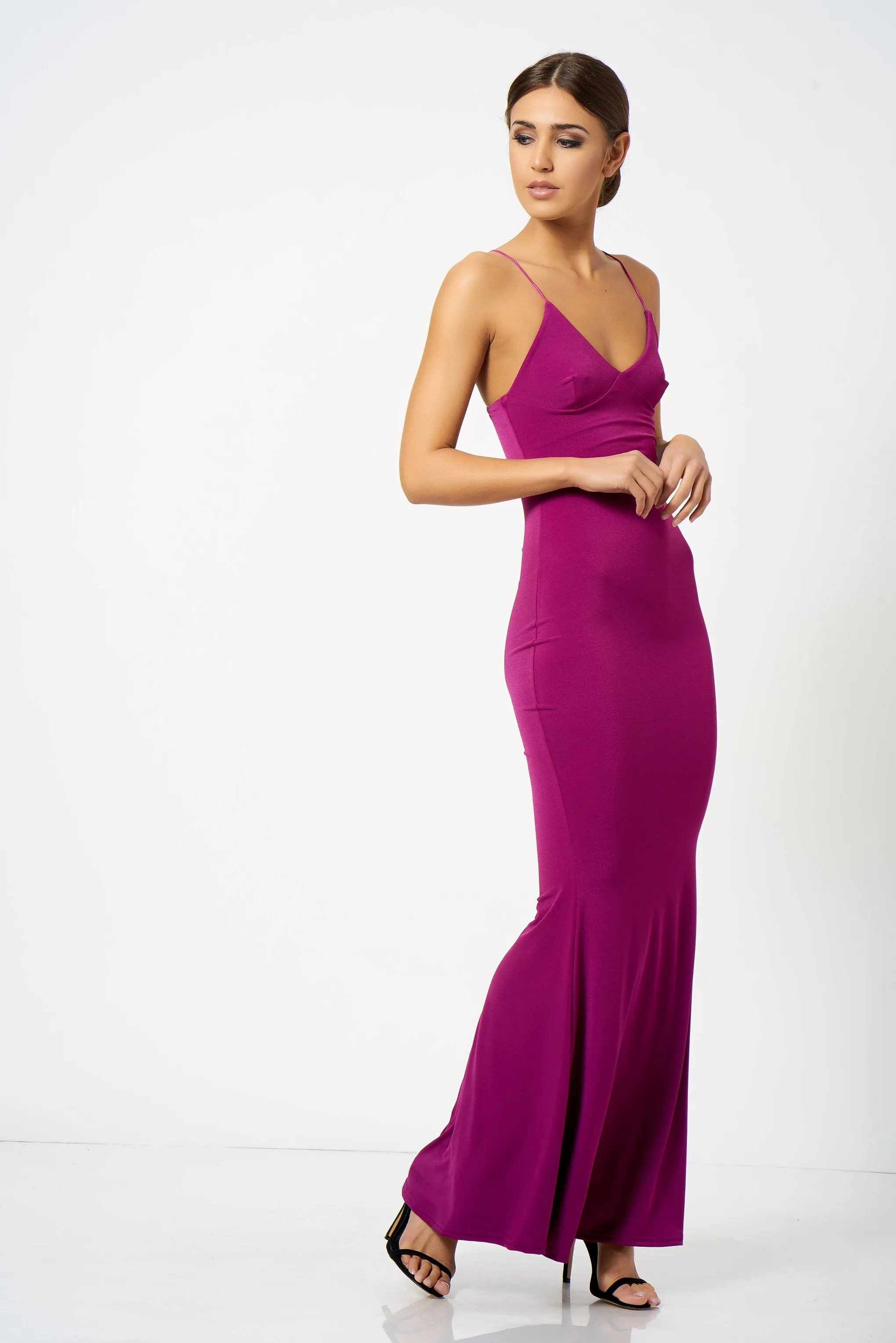 Violet Strappy Plunge Maxi Dress