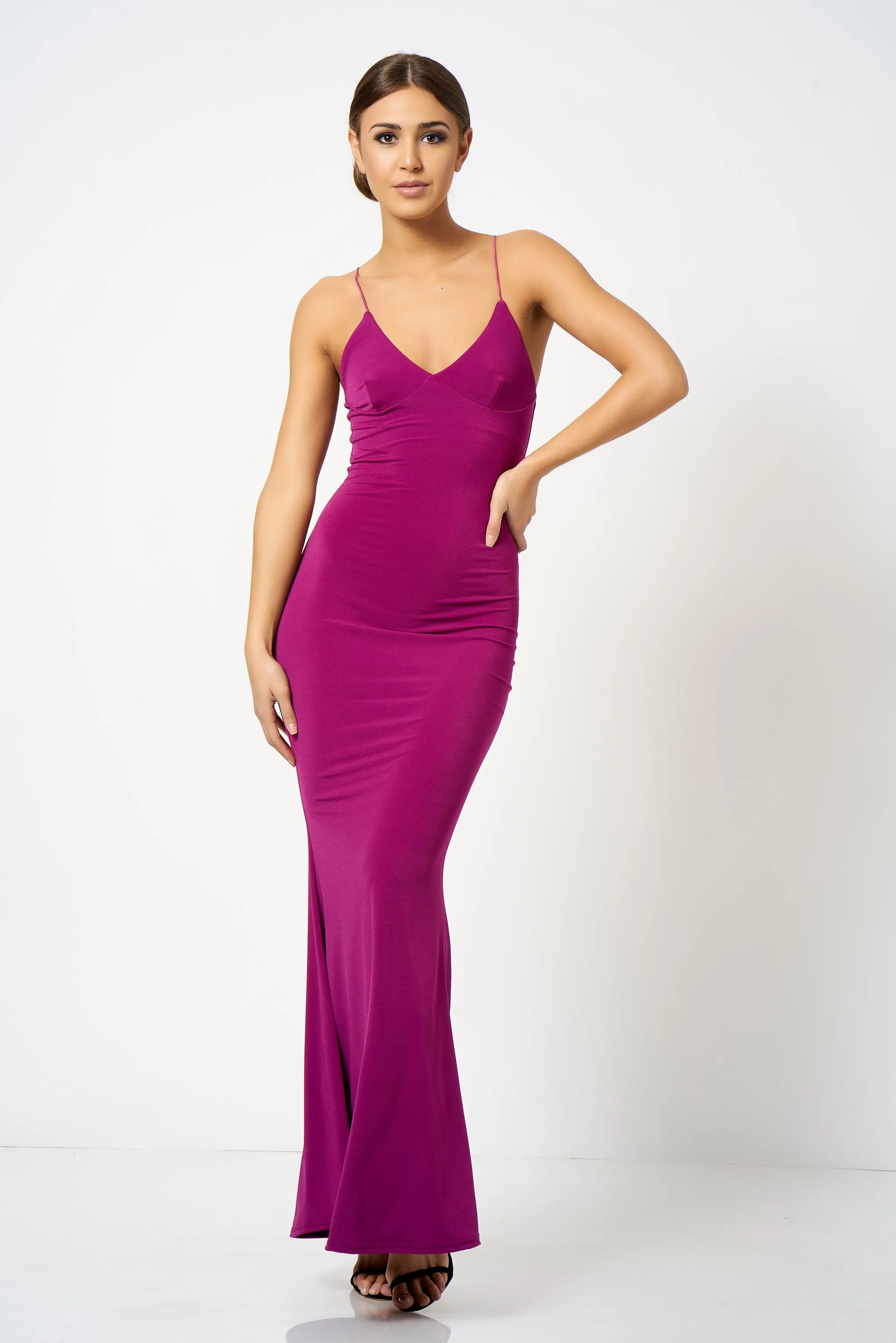 Violet Strappy Plunge Maxi Dress