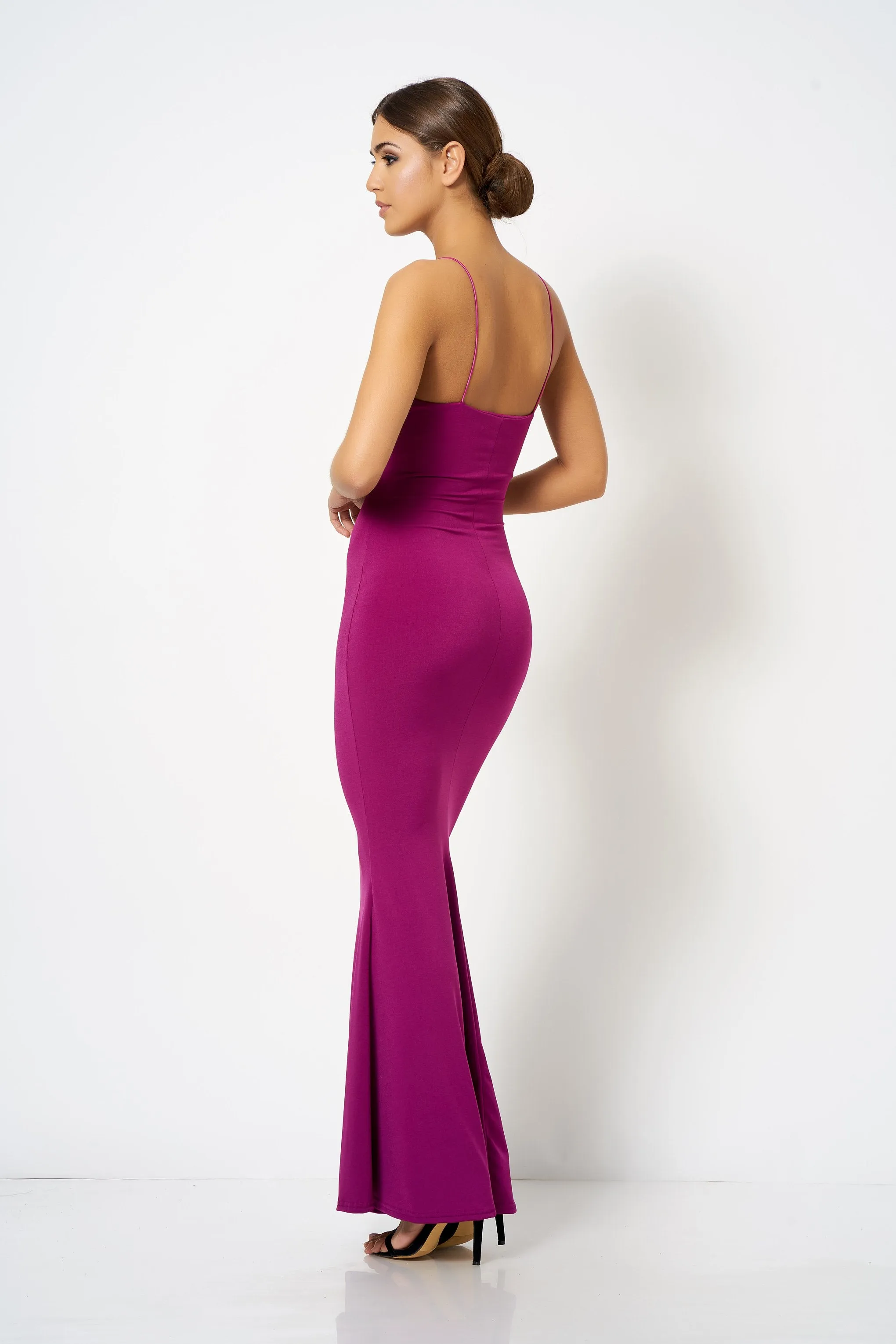 Violet Strappy Plunge Maxi Dress