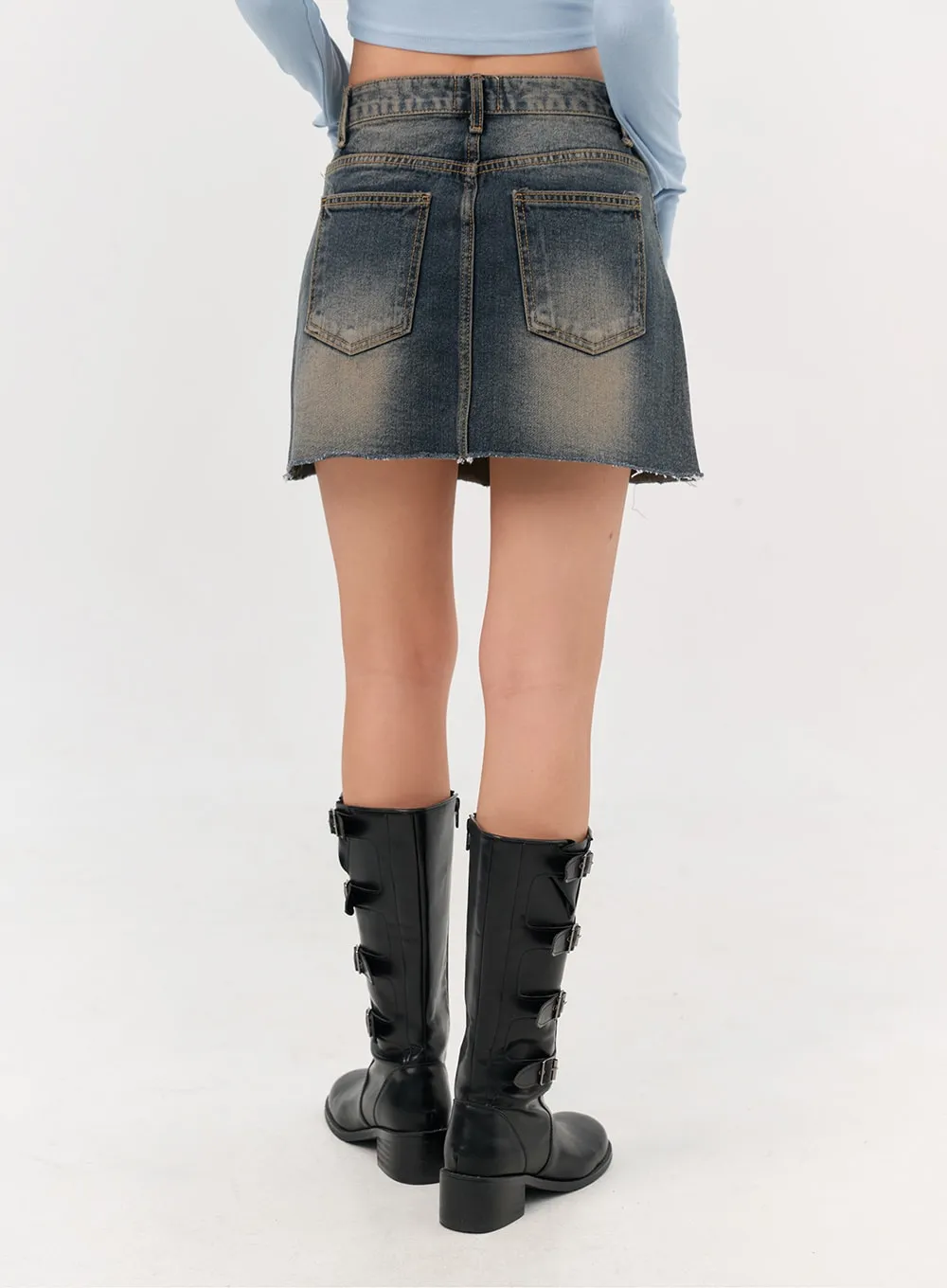 Washed Denim Mini Skirt IN301