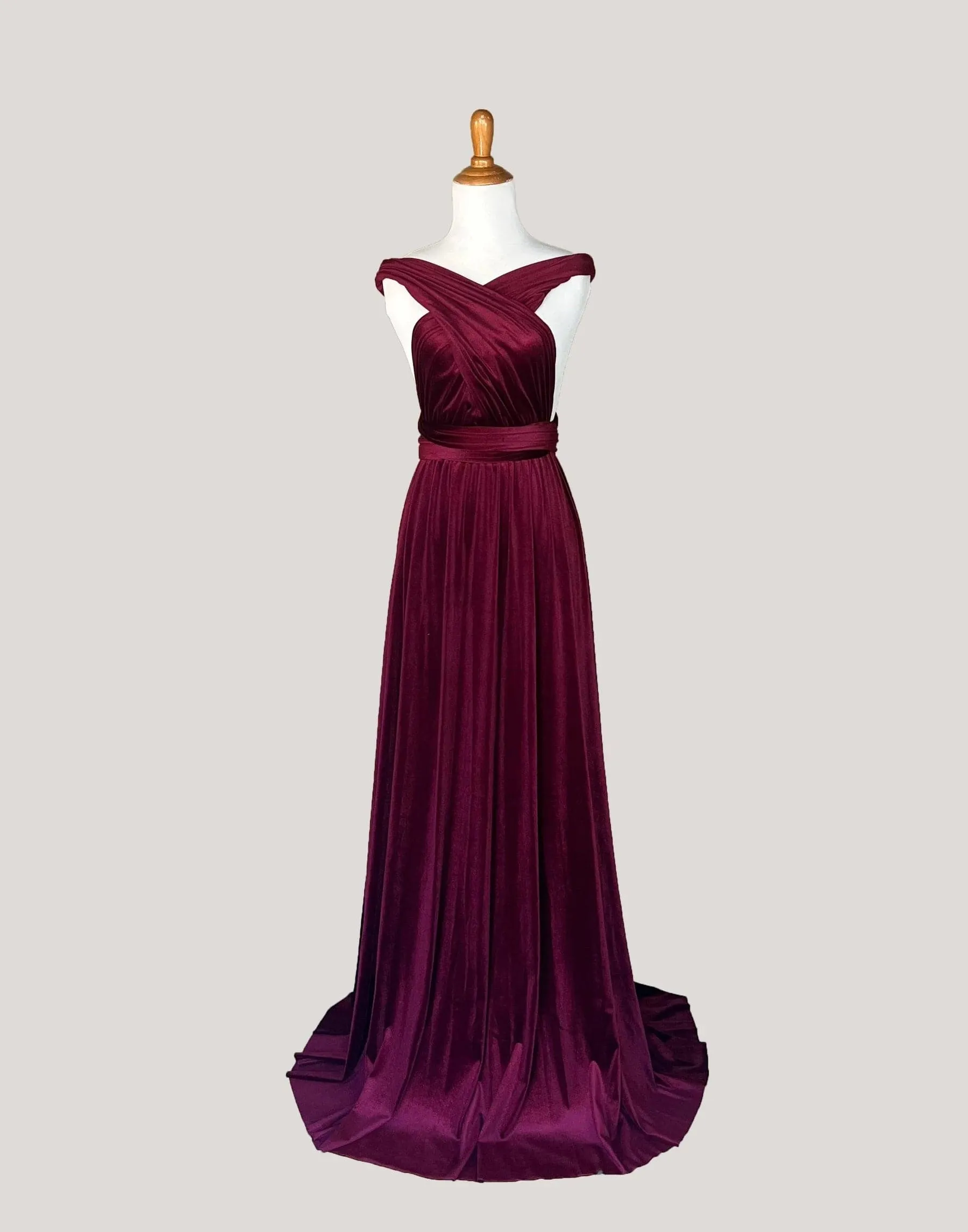 Wine Velvet Infinity Dress/ Wrap Convertible Bridesmaid Dress,Y20-13