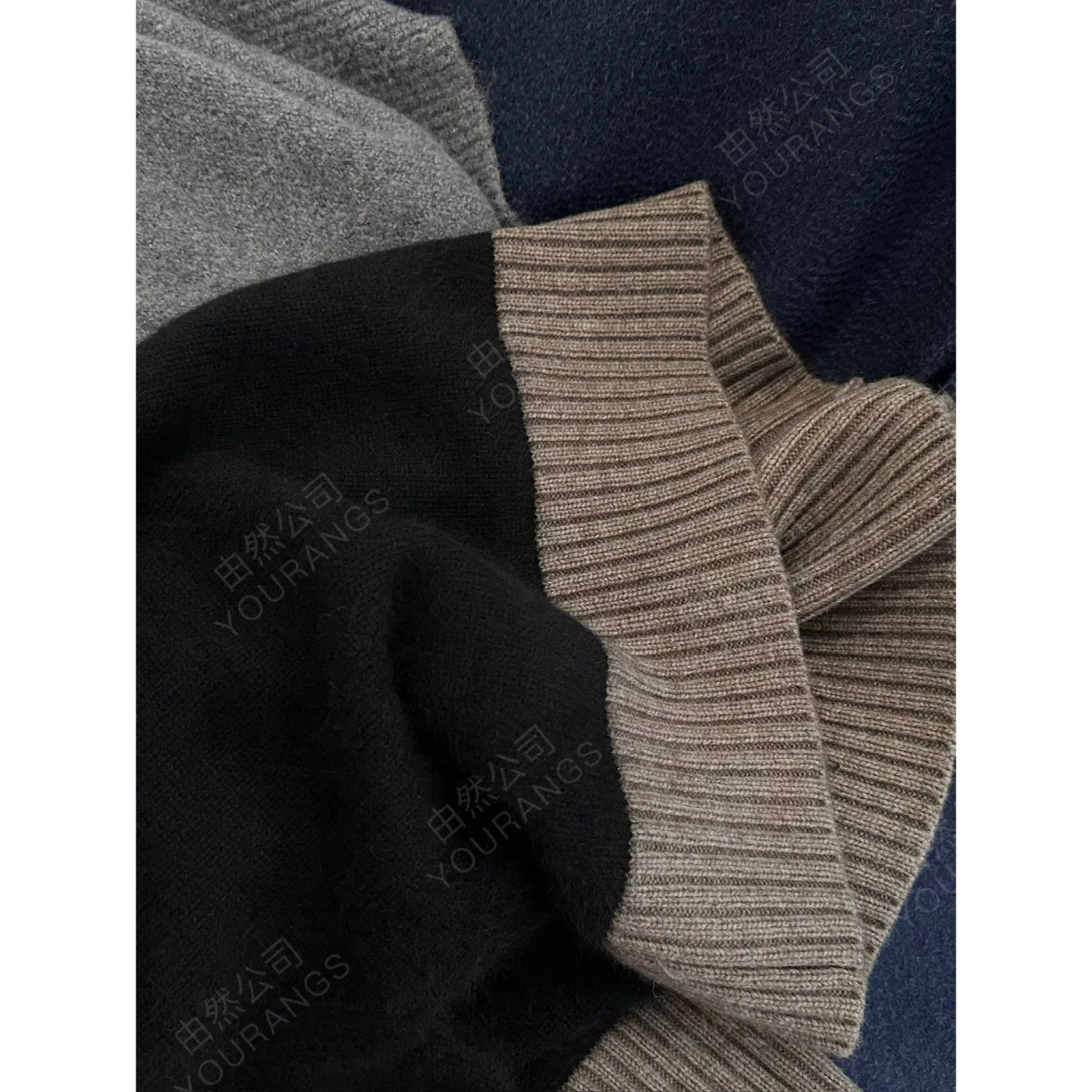 Wjczt fall fashion Bwideas 24 Autumn and Winter FP Thickened Mink Wool Blended Contrast Color Stitching Small round Neck Sweater Coat