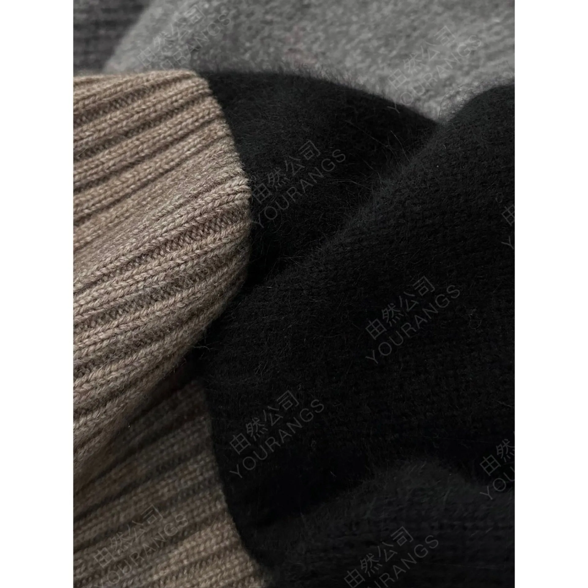 Wjczt fall fashion Bwideas 24 Autumn and Winter FP Thickened Mink Wool Blended Contrast Color Stitching Small round Neck Sweater Coat